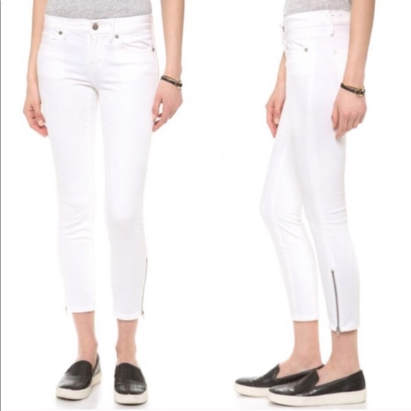 Madewell Denim - Madewell skinny white cropped ankle jeans